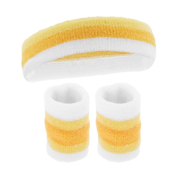 VOCOSTE Accessories - Breathable Sport Headband with Wristband White Yellow 1 Set